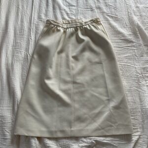 Personal Petites Midi Skirt High Waist A Line Cream Petite Vintage 10P